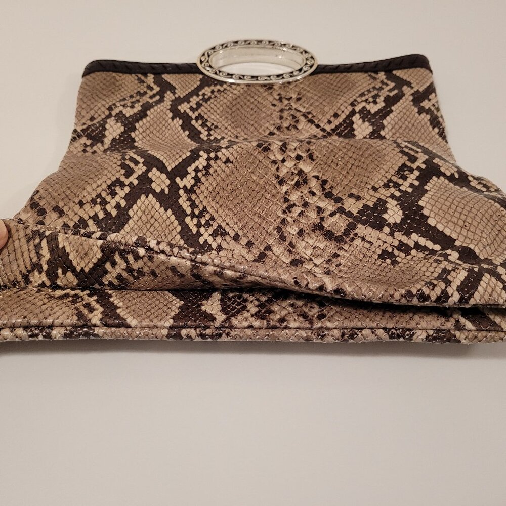 Brighton Python Snakeskin Leather Foldover Clutch… - image 6